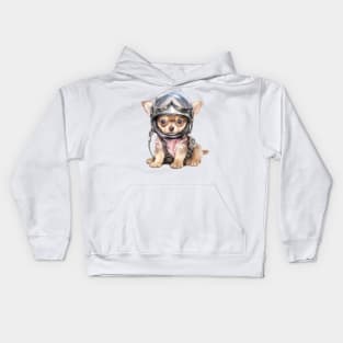 Chihuahua Dog in Helmet Kids Hoodie